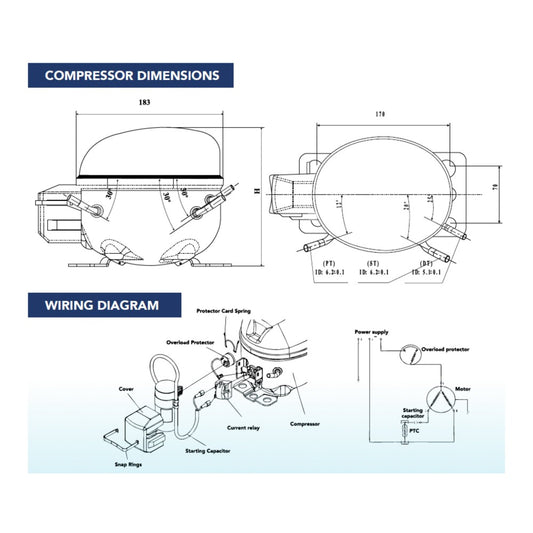 Refrigeration Compressor - R134A - 1/4 HP