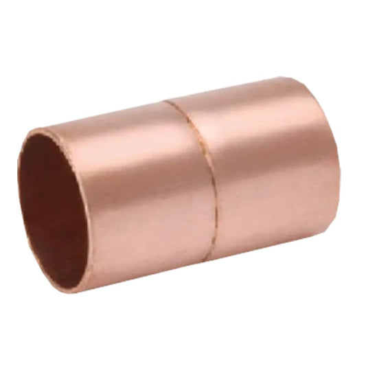100 1 3/8 inch copper-to-copper coupling with rolled stop for joining copper tubing.