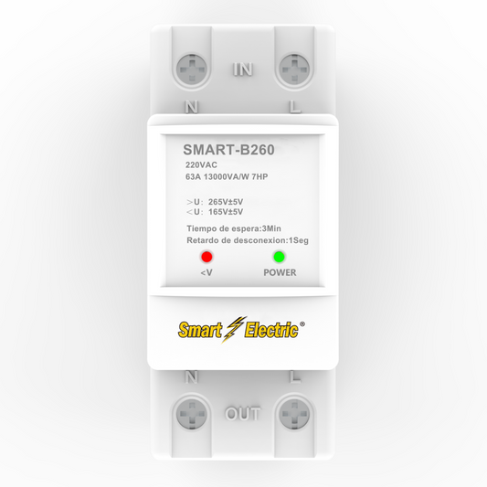 220V DIN Rail Voltage Protector – 13000VA/63A | 165–265VAC Range | 3 Min Delay