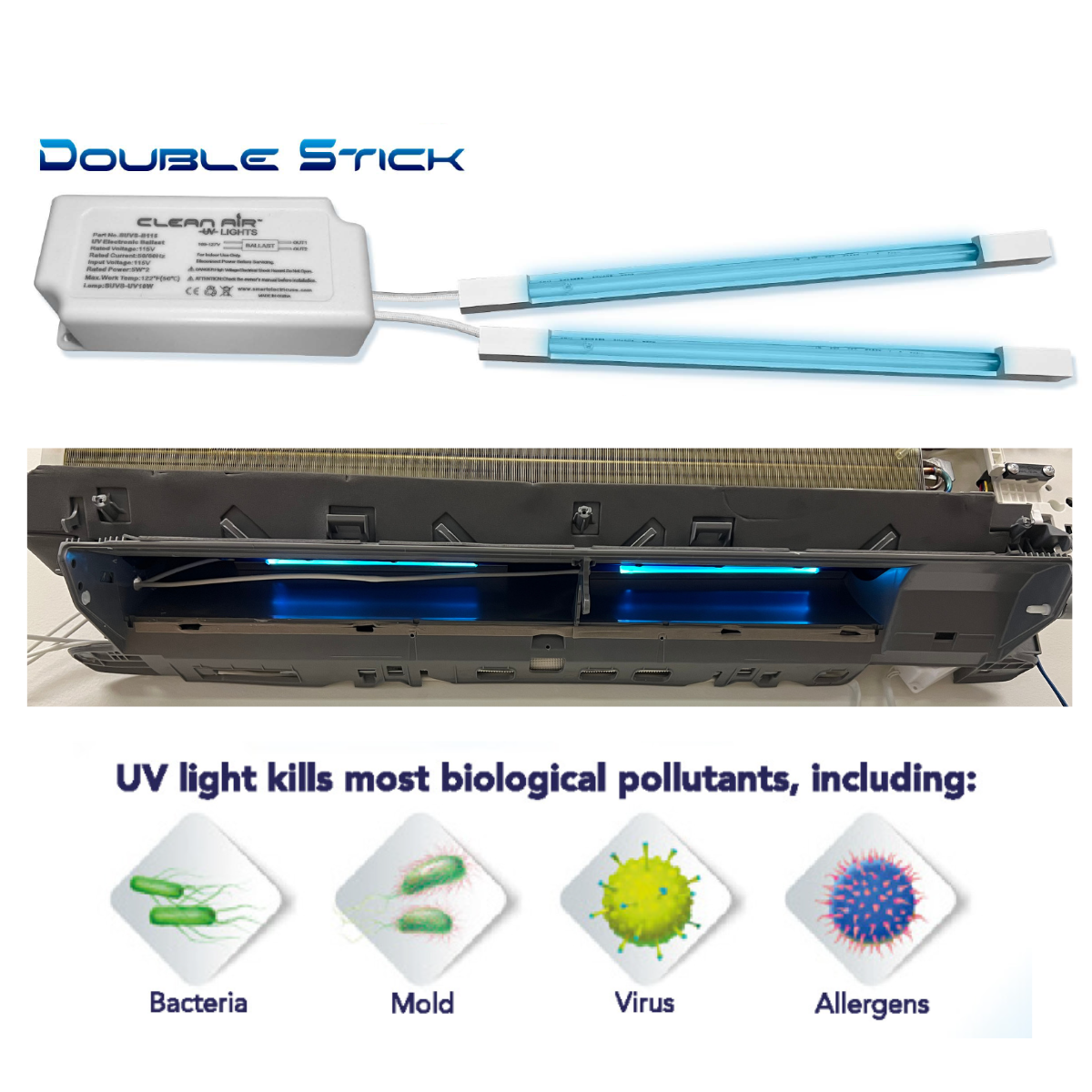 Double Stick UV Lights For 115V Non-Ducted Systems