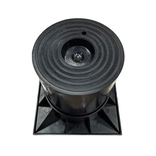 Set of four 6-inch heavy-duty risers designed to support and elevate a heat pump outdoor unit.