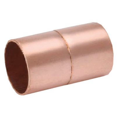 100-1/2 inch copper-to-copper coupling with rolled stop for joining copper tubing.