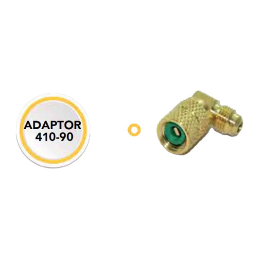 R410a HOSE ADAPTORS - 5/16" FEMALE X 1/4” MALE FITTING 90 DEGREE