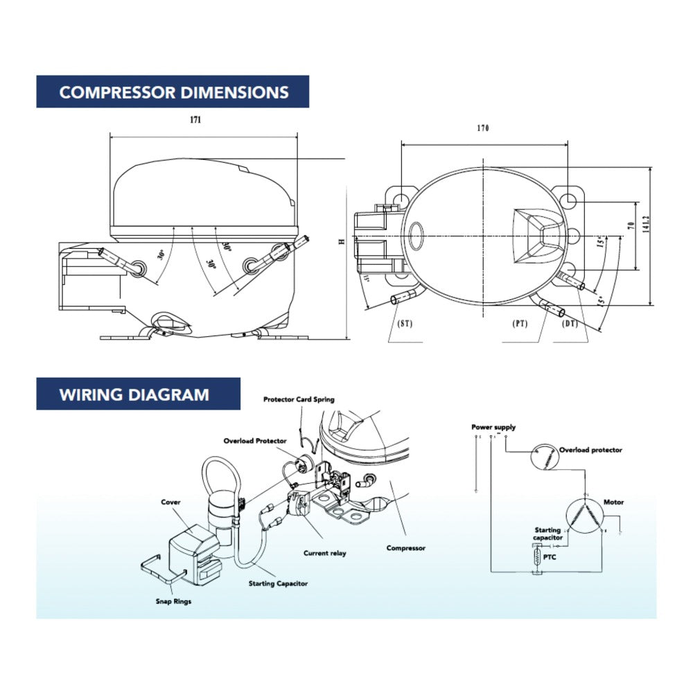 Refrigeration Compressor - R134A - 1/6 HP